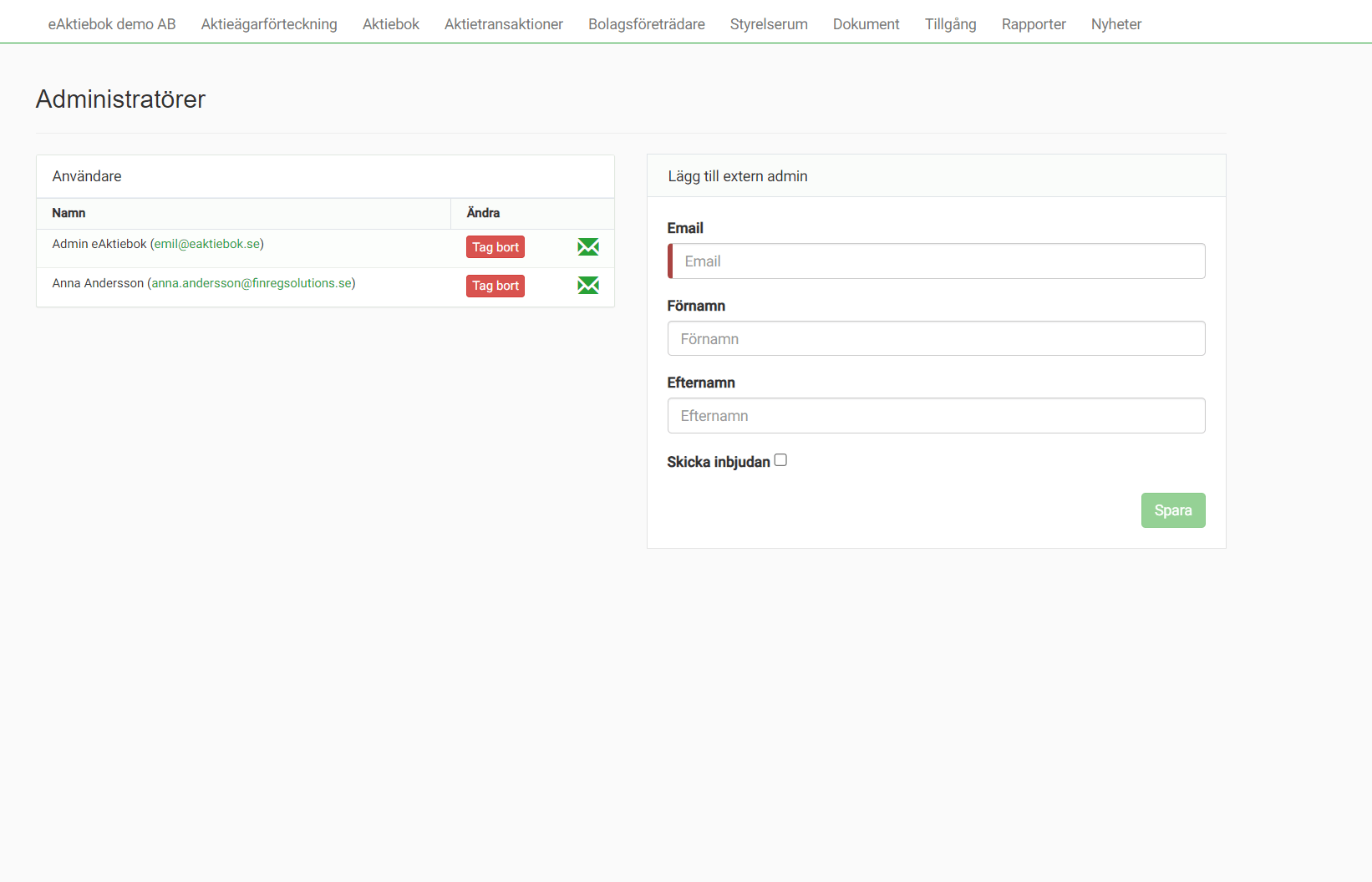 Administratörsbehörighet i eAktiebok